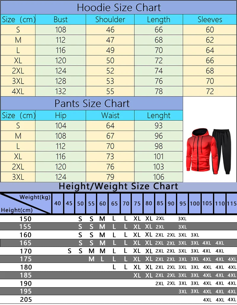 Mens Tracksuit Set Zipper Hoodie with Joggers Athletic Sportswear Gym Workout Outfit Urban Casual Autumn Training Sports Suit