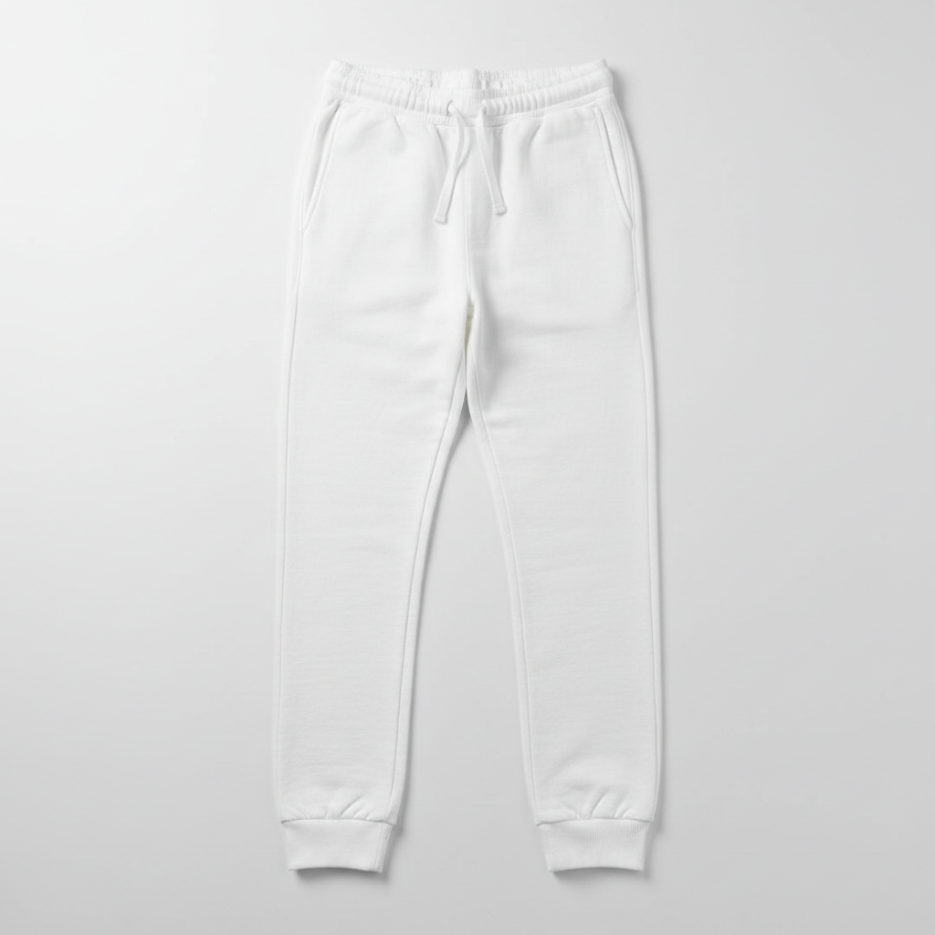 Plain White Joggers - GL Clothing